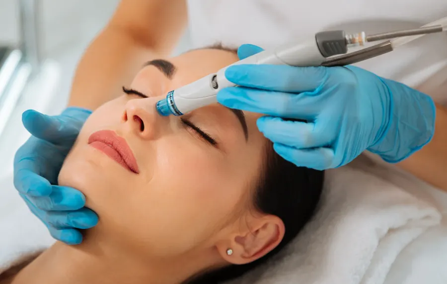 HydraFacial процедура на лицето на клиентка